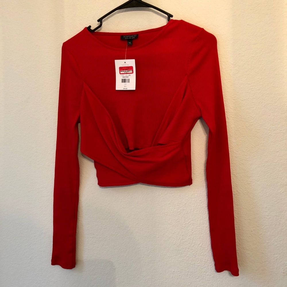 Top Shop, Red Cross cross front, crop top